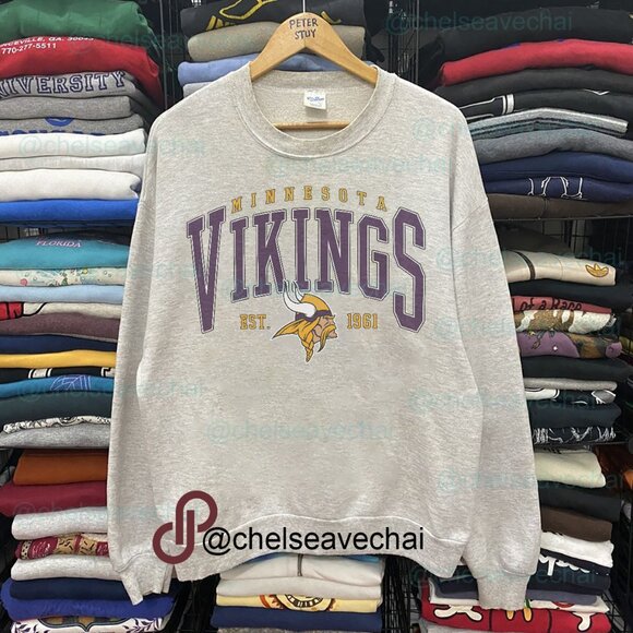 Vintage Minnesota Vikings Sweatshirt Retro NFL Minnesota Vikings Football Shirt - Picture 1 of 2